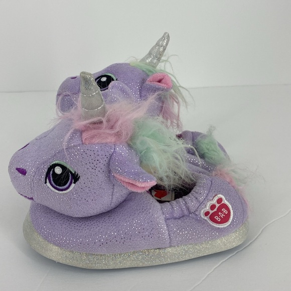 Build a Bear Purple Unicorn Slippers Toddler Girls Size S 10 to 11 Rubber Sole - Picture 4 of 10
